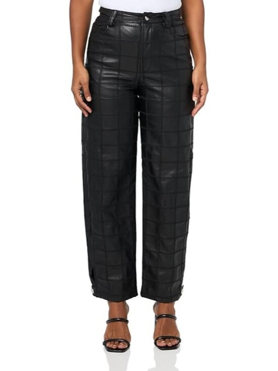 Baum Und Pferdgarten Black Faux Leather Checkered Pants Size 38 (US 8) Recycled - Picture 1 of 15
